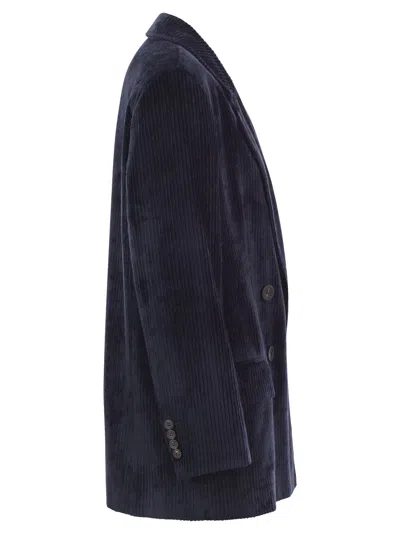 Shop Peserico Velvet Double Breasted Blazer
