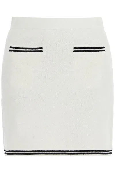 Self-portrait Self Portrait Jacquard Skirt With Bow In White