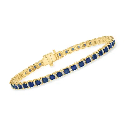 Ross-simons Sapphire And . Diamond Tennis Bracelet In 18kt Gold Over Sterling In Multi