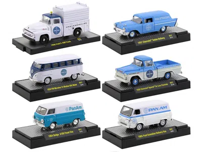 M2 Auto Trucks Set Of 6 Pieces Release 57 "pan American World Airways" (pan Am) In Display Cases 1/64 D