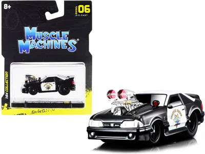 Muscle Machines 1993 Ford Mustang Svt Cobra Chp "california Highway Patrol" Black And White 1/64 Diecast Model Car B