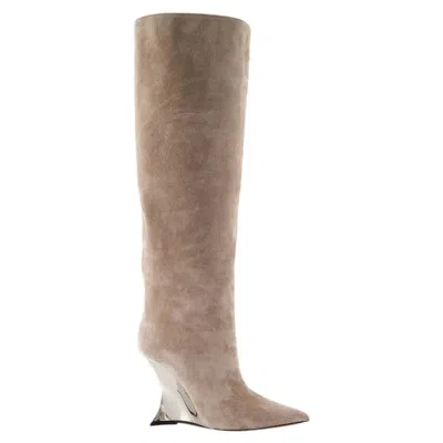 【関税込み】Nina Boots - Paris Texas - Leather - Beige Nina 105 suede knee-high boots in beige - Paris Texas