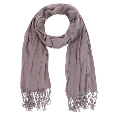 Ctm Women's Solid Color Crinkle Tassel Scarf In Grey