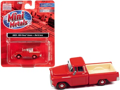 Classic Metal Works 1955 Chevrolet Cameo Pickup Truck Red And Ivory 1/87 (ho) Scale Model Car By