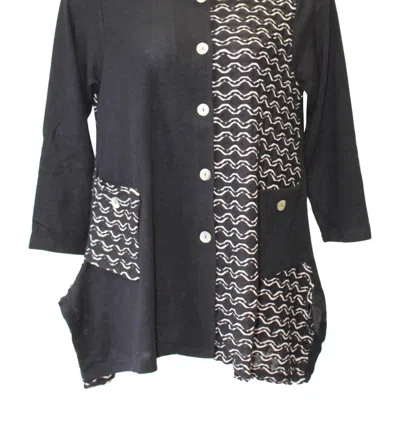 Aris A. Women's Mandarin Knit Jacket - Plus In Black & White In Multi