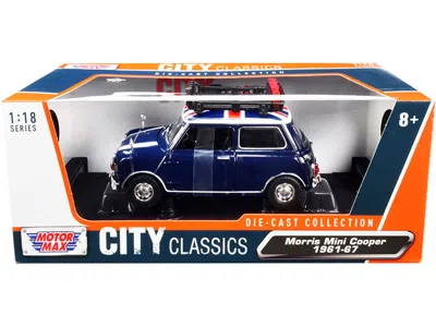 Motormax 1-18 Scale Right Hand Drive 1961-1967 Morris Mini Cooper Classics Diecast Model Car With British Fla