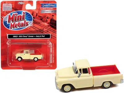 Classic Metal Works 1955 Chevrolet Cameo Pickup Truck Ivory And Red 1/87 (ho) Scale Model Car By