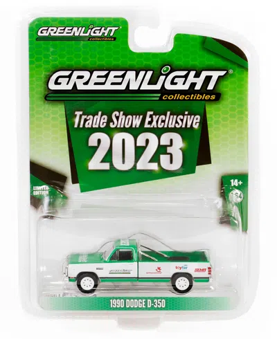 Greenlight 1990 Dodge D-350 Pickup Truck Green And White "2023  Trade Show Exclusive" "hobby Exclusiv