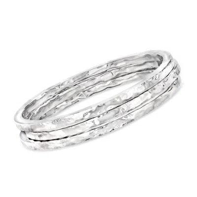 Ross-simons Italian Sterling Silver Jewelry Set: 3 Hammered Bangle Bracelets In Multi