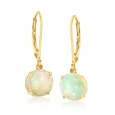 Ross-simons Opal Drop Earrings In 14kt Yellow Gold In White