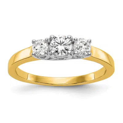 Diamond2deal 14k Gold Lab Grown Diamond 3-stone Band Ring 0.54ct Clarity- Vs Color- G-h In Yellow