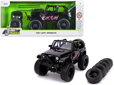 Jada 2007 Jeep Wrangler Black With Extra Wheels "just Trucks" Series 1/24 Diecast Model Car By