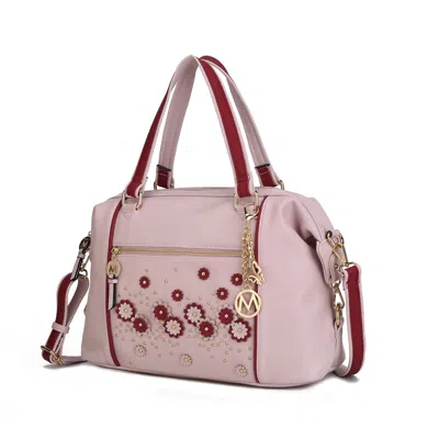 Mkf Collection By Mia K Francis Tote Vegan Leather Flowers Bag For Women With Decorative M Keychain In Gold