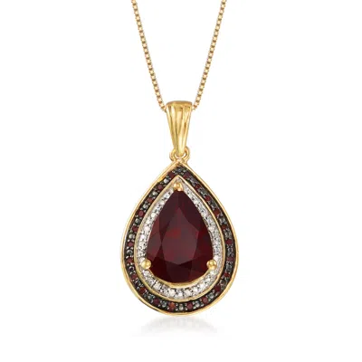 Ross-simons Garnet And . Red And White Diamond Pendant Necklace In 18kt Gold Over Sterling In Multi