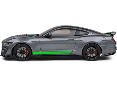 Solido 2020 Ford Shelby Mustang Gt500 Carbonized Gray Metallic With Neon Green Stripes 1/18 Diecast Model C