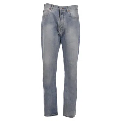 Vetements Faded Straight-leg Jeans In Light Blue Cotton Denim In Blue