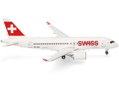 Herpa Airbus A220-100 Commercial Aircraft "swiss International Air Lines" (hb-jbh) White With Red Tail 1/2