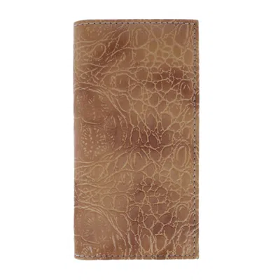 Ctm Men's Alligator Print Roper Wallet And Checkbook Holder In Gold