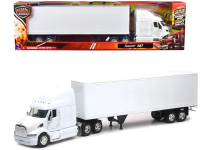 New Ray Peterbilt 387 Truck With Dry Goods Trailer White "long Haul Truckers" Series 1/32 Diecast Model By N