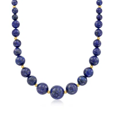 Ross-simons 6-13mm Lapis Bead Graduated Necklace With 14kt Yellow Gold In Multi