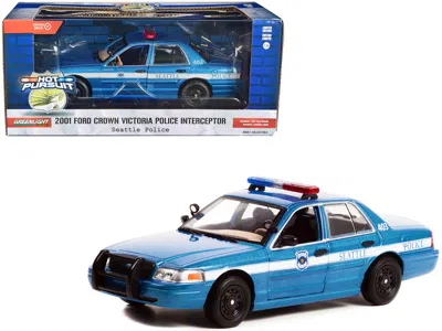 Greenlight 2001 Ford Crown Victoria Police Interceptor Blue Metallic "seattle Police - Seattle, Washington" "ho