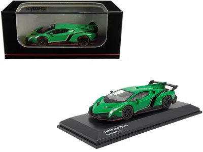 Kyosho Lamborghini Veneno Green With Red Line 1/64 Diecast Model Car By