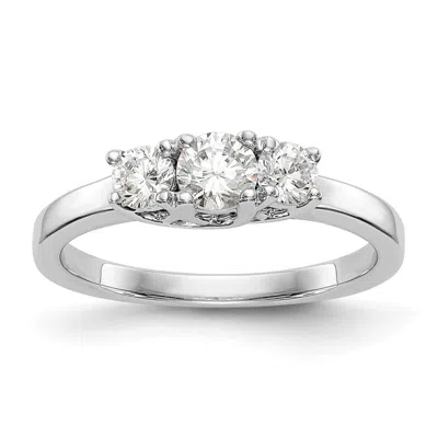 Diamond2deal 14k Gold Lab Grown Diamond 3-stone Band Ring 0.54ct Clarity- Vs Color- G-h In White