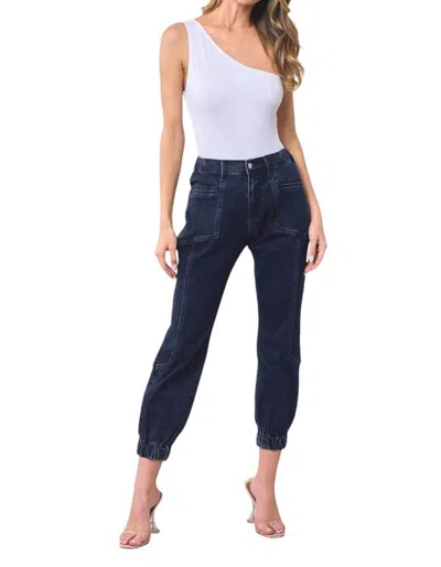 Wisteria Lane Premium Denim Jogger Pants In Dark Denim In Blue