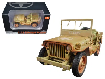 American Diorama 1 By 18 Scale Diecast Us Army Wwii Jeep Vehicle Desert Color Weathered Version Model Car
