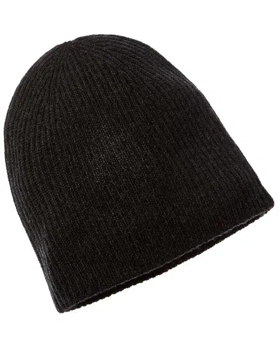 Amicale Cashmere Rib Knit Double Layer Cashmere Hat In Grey