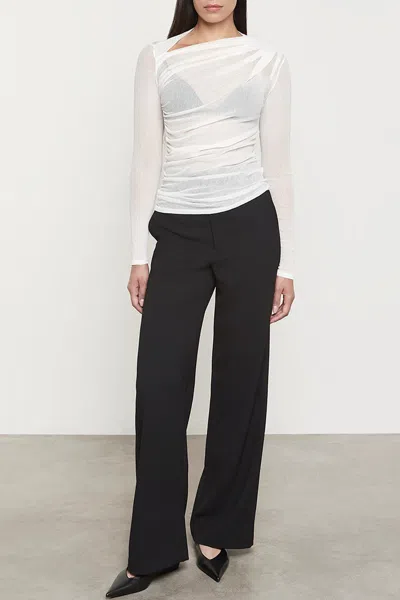Enza Costa Cotton Mesh Slash Top In Chalk