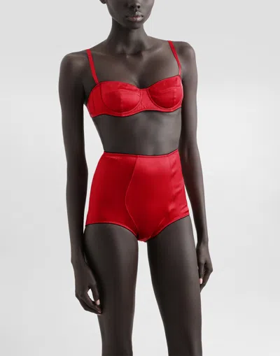 Dolce & Gabbana Silk Satin Bra In Red