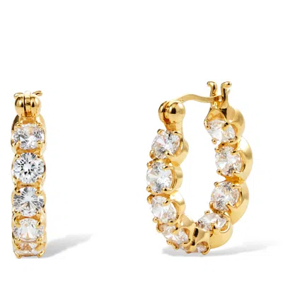 Savvy Cie Jewels Ss 925 Inside Out White Cz Hoop Earrings In Yellow