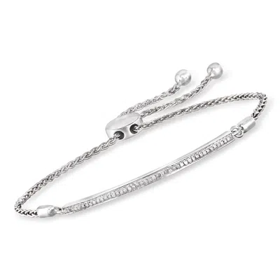 Ross-simons Diamond Bar Bolo Bracelet In Sterling Silver In White