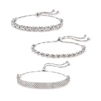 Ross-simons Sterling Silver Jewelry Set: Multi-link Bolo Bracelets In White