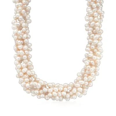 Ross-simons 5-6mm Cultured Pearl Torsade Necklace With Sterling Silver In Multi