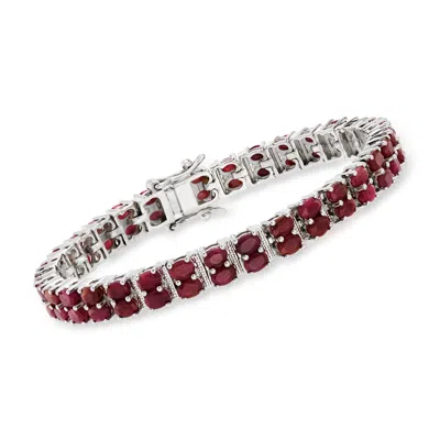 Ross-simons Ruby Double-row Bracelet In Sterling Silver In Multi