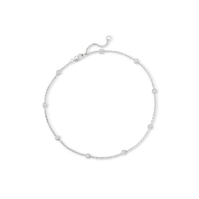 Ross-simons Diamond Station Anklet In Sterling Silver In Multi