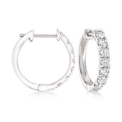 Ross-simons Diamond Hoop Earrings In Platinum In White