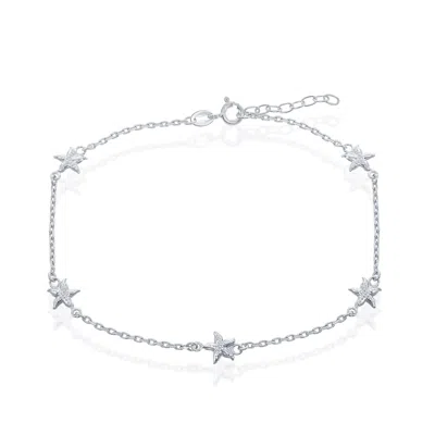 Simona Sterling Silver Starfish Anklet In Silver