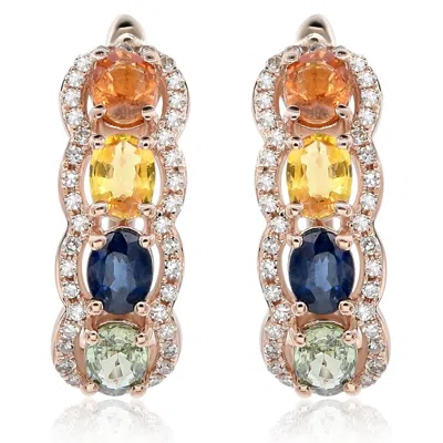 Diana M. 14k Rose Gold Diamond Earrings In White