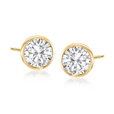 Ross-simons Bezel-set Diamond Stud Earrings In 14kt Yellow Gold In White