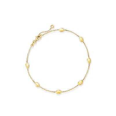 Ross-simons Italian 14kt Yellow Gold Oval-bead Station Anklet In Multi