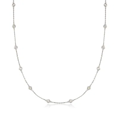 Ross-simons 0.50- Bezel-set Diamond Station Necklace In Sterling Silver In Multi