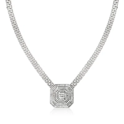 Ross-simons Diamond Cluster Necklace In Sterling Silver In Multi