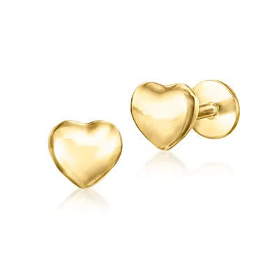 Rs Pure By Ross-simons 14kt Yellow Gold Heart Flat-back Stud Earrings In Yellow