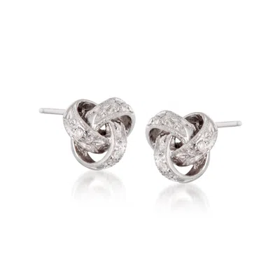 Ross-simons Diamond Accent Love Knot Earrings In 14kt White Gold In White
