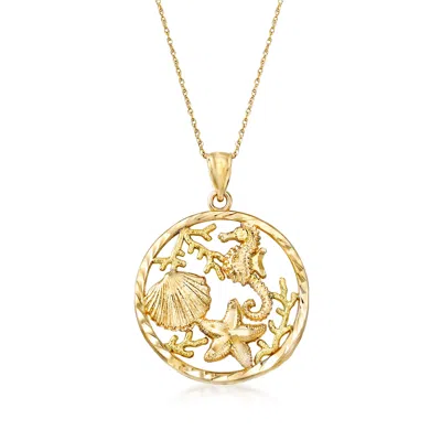 Ross-simons 14kt Yellow Gold Sea Life Pendant Necklace In Multi