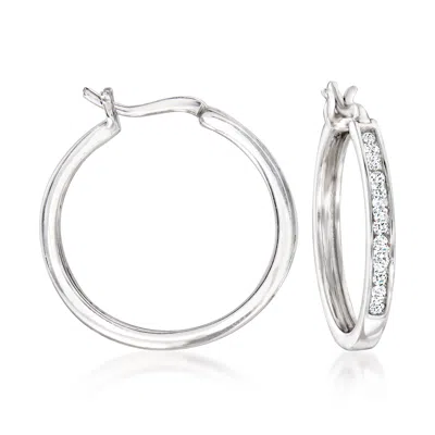 Ross-simons Diamond Hoop Earrings In Sterling Silver In White