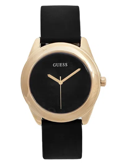 Guess Factory Black And Gold-tone Silicone Logo Watch In Black